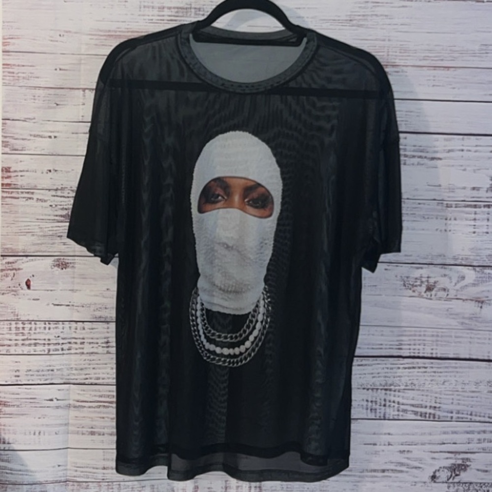 Graphic Sheer Mesh Top